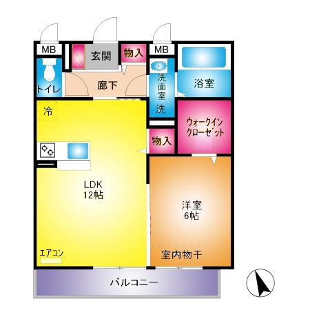 ヴァンフレイス早稲田(1LDK/3階)の間取り写真