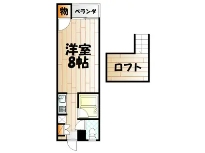 ニューメディアI(1K/2階)の間取り写真