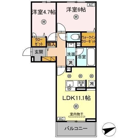シャンティ(2LDK/3階)の間取り写真