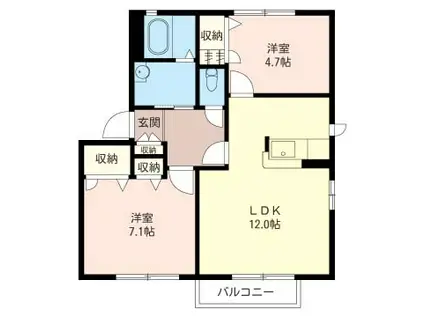 ボナールシャトーD棟(2LDK/2階)の間取り写真