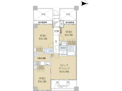 ステイツ西宮門戸学院通(3LDK/3階)の間取り写真