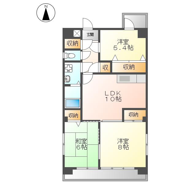 メゾン東大曽根(3LDK/4階)の間取り写真