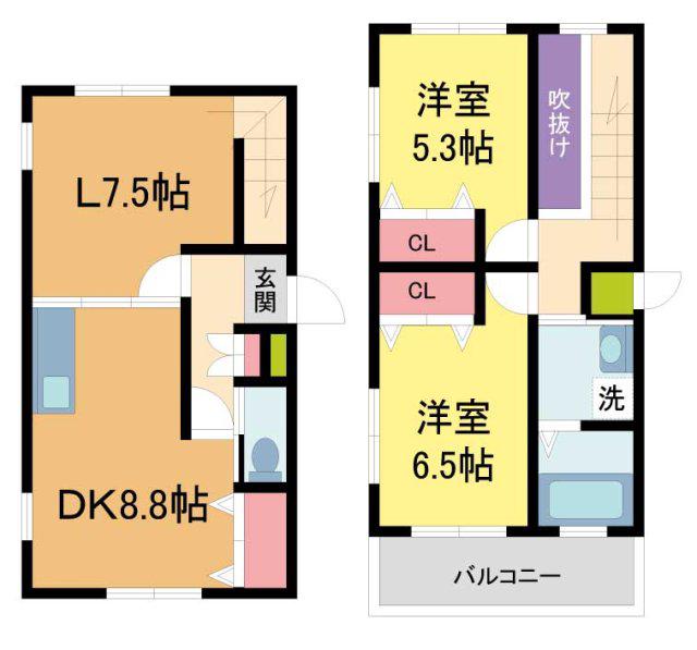 サテライト芦屋船戸町(2LDK/1階)の間取り写真