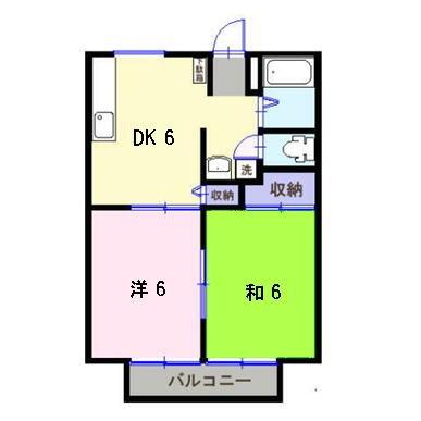 ツイン B(2DK/2階)の間取り写真