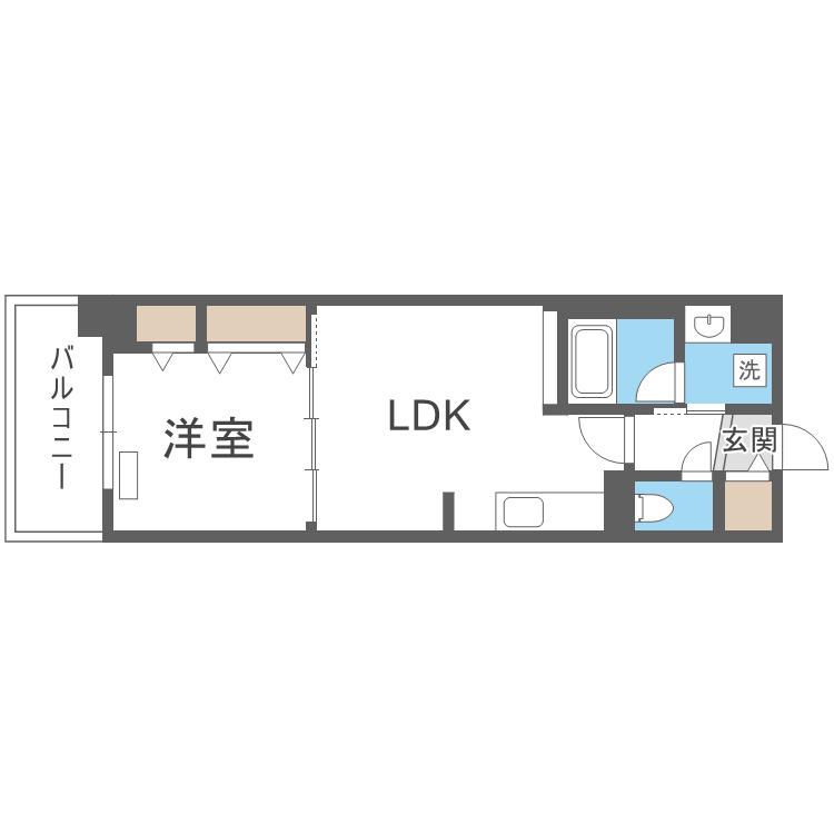 グランセジュール大国町(1LDK/10階)の間取り写真
