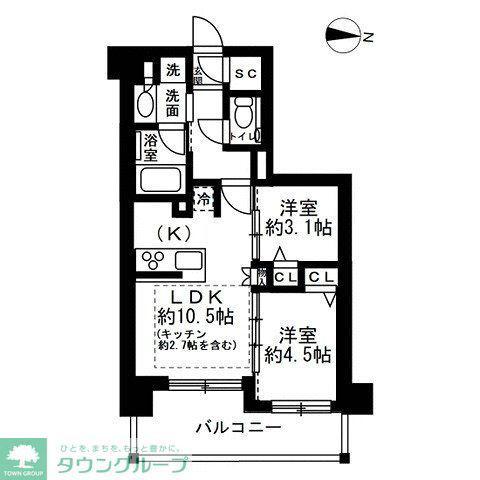 ユニハイム小岩(2LDK/3階)の間取り写真