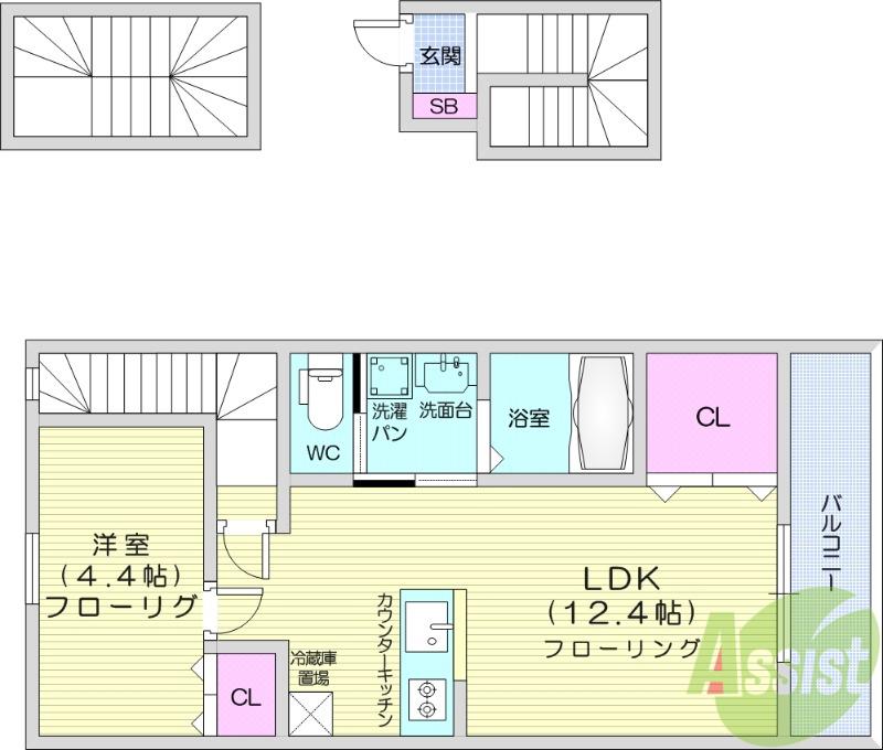 シンフォニー大場(1LDK/3階)の間取り写真