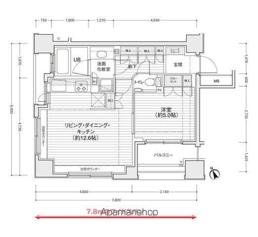 ドゥーエ銀座イーストI(1LDK/7階)の間取り写真