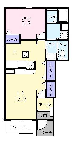 ブランシエ(1LDK/1階)の間取り写真
