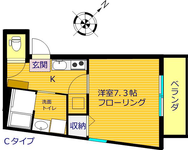 ラカンダ東十条(1K/2階)の間取り写真