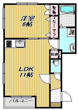 GLORY TOWN(1LDK/3階)の間取り写真