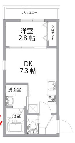 メゾンKPC(1DK/2階)の間取り写真