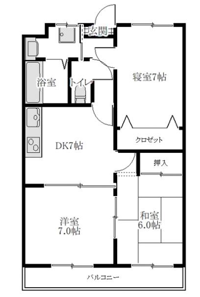 クラウンハウス(3DK/3階)の間取り写真