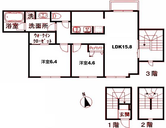 リバーサイドO.M(2LDK/3階)の間取り写真