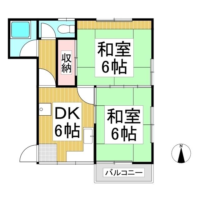 マルミヤアパート(2DK/2階)の間取り写真