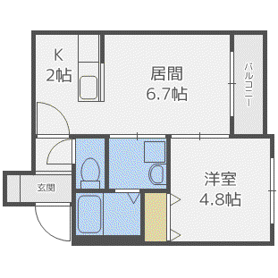 オルフィーク(1LDK/4階)の間取り写真
