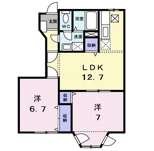 サニーヒルズ(2LDK/1階)の間取り写真