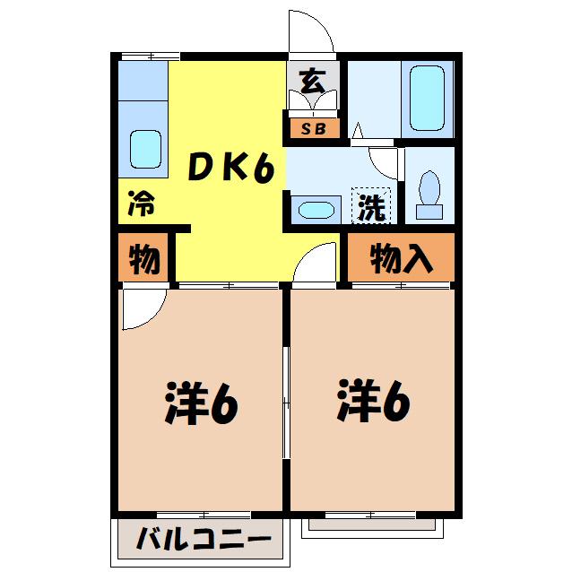 リバーストーン籠原(2DK/2階)の間取り写真