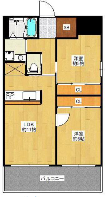 JJ COURTプレミアム(2LDK/12階)の間取り写真