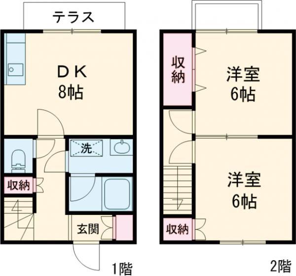 JOYPLACE青山3(2DK/1階)の間取り写真