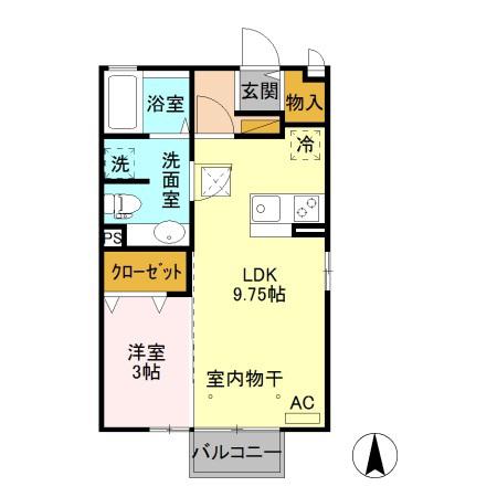 ルミエールヤナセ(1LDK/1階)の間取り写真