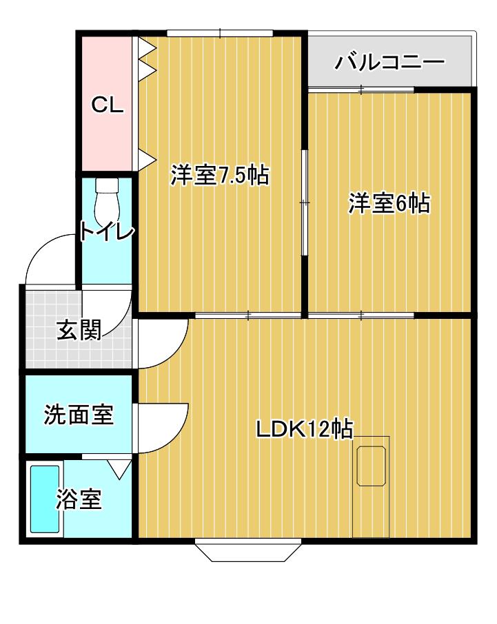 オアシス参番館(2LDK/1階)の間取り写真