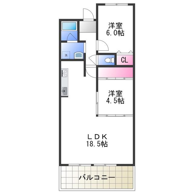 ギャレ金剛(2LDK/2階)の間取り写真