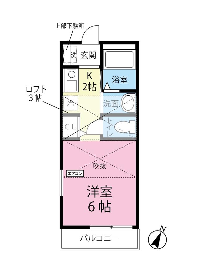 新ゆり爽快メイゾン(1K/1階)の間取り写真