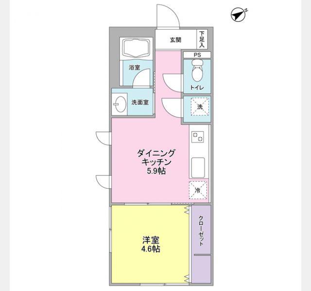 アヴニール上原(1DK/1階)の間取り写真