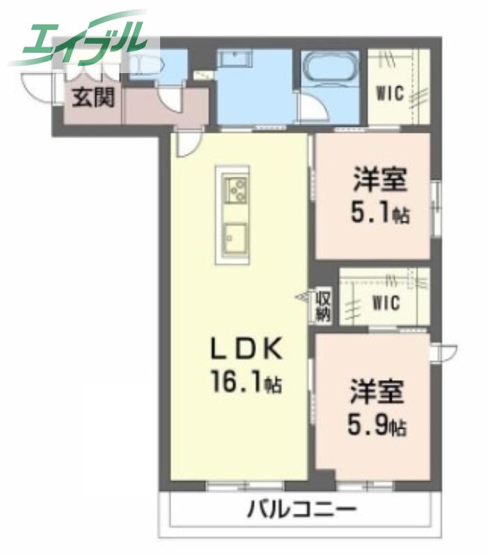 グランフィール(2LDK/2階)の間取り写真