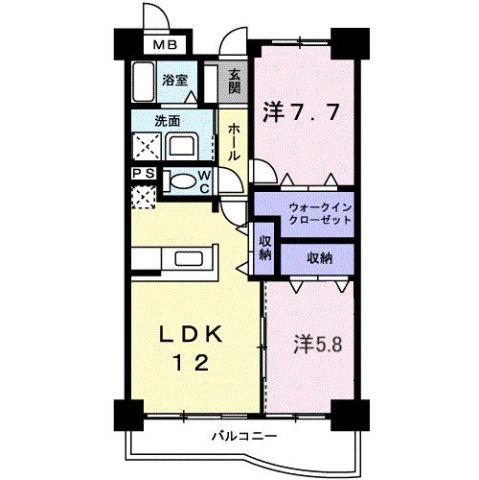 ベルクレーヌ21(2LDK/1階)の間取り写真