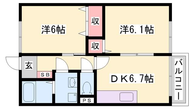 フォレスト矢倉(2DK/1階)の間取り写真