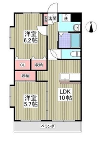 ドゥエリングTK(2LDK/2階)の間取り写真