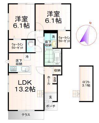 アリエッタ(2LDK/1階)の間取り写真