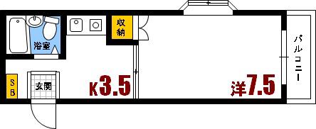 アルティメイトBUILDG.海田町(1K/1階)の間取り写真