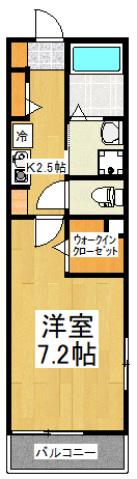 MELLAS新秋津II(1K/2階)の間取り写真