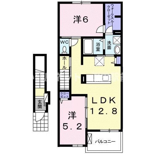 パインビレッジ ビオーラIII(2LDK/2階)の間取り写真