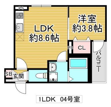 サフィールロジェ大阪城公園(1LDK/3階)の間取り写真