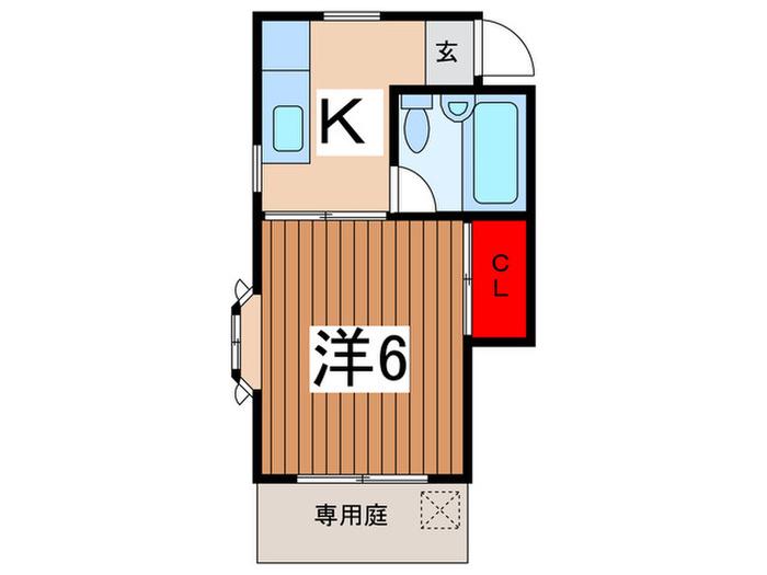 デュエット寿能(1K/1階)の間取り写真