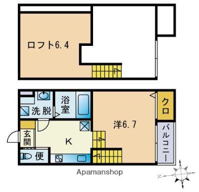 シエルクレール姪浜(1K/1階)の間取り写真