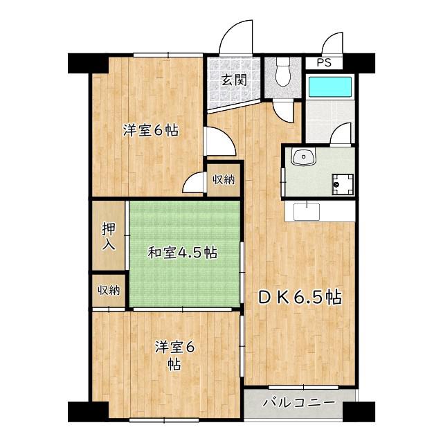 初芝マンション(3DK/2階)の間取り写真