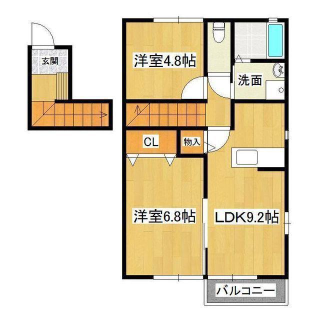 ラ・フォーレつくばA(2LDK/2階)の間取り写真