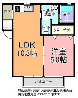 サニーウェル(1LDK/2階)の間取り写真
