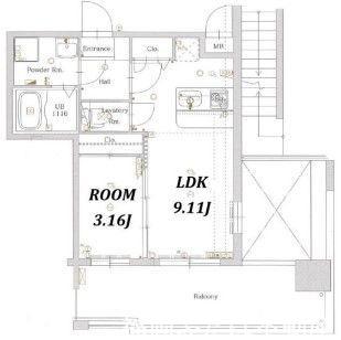 LA FASE LUFINA TENJIN(1LDK/8階)の間取り写真