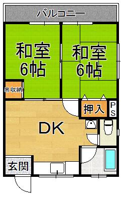 ジョンメゾン米谷(2DK/2階)の間取り写真