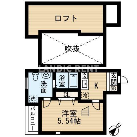THE MEWS FLAT箱崎(1K/2階)の間取り写真