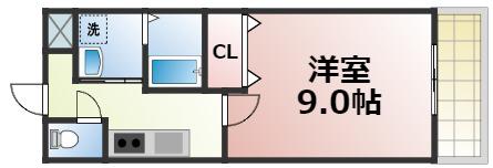 フジパレス新深江III番館(1K/3階)の間取り写真