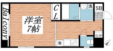 KHKコート板宿(1K/4階)の間取り写真