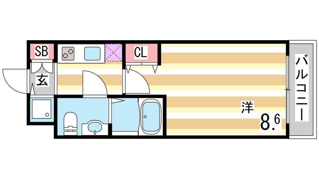 S-RESIDENCE神戸磯上通(1K/5階)の間取り写真