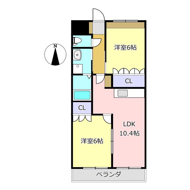 サンコート南(2LDK/2階)の間取り写真